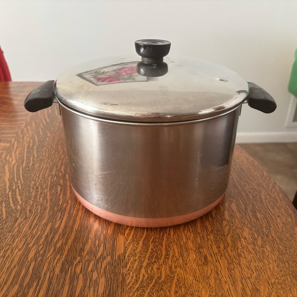 Vtg Revere Ware 1801 copper clad 6 quart pot with lid